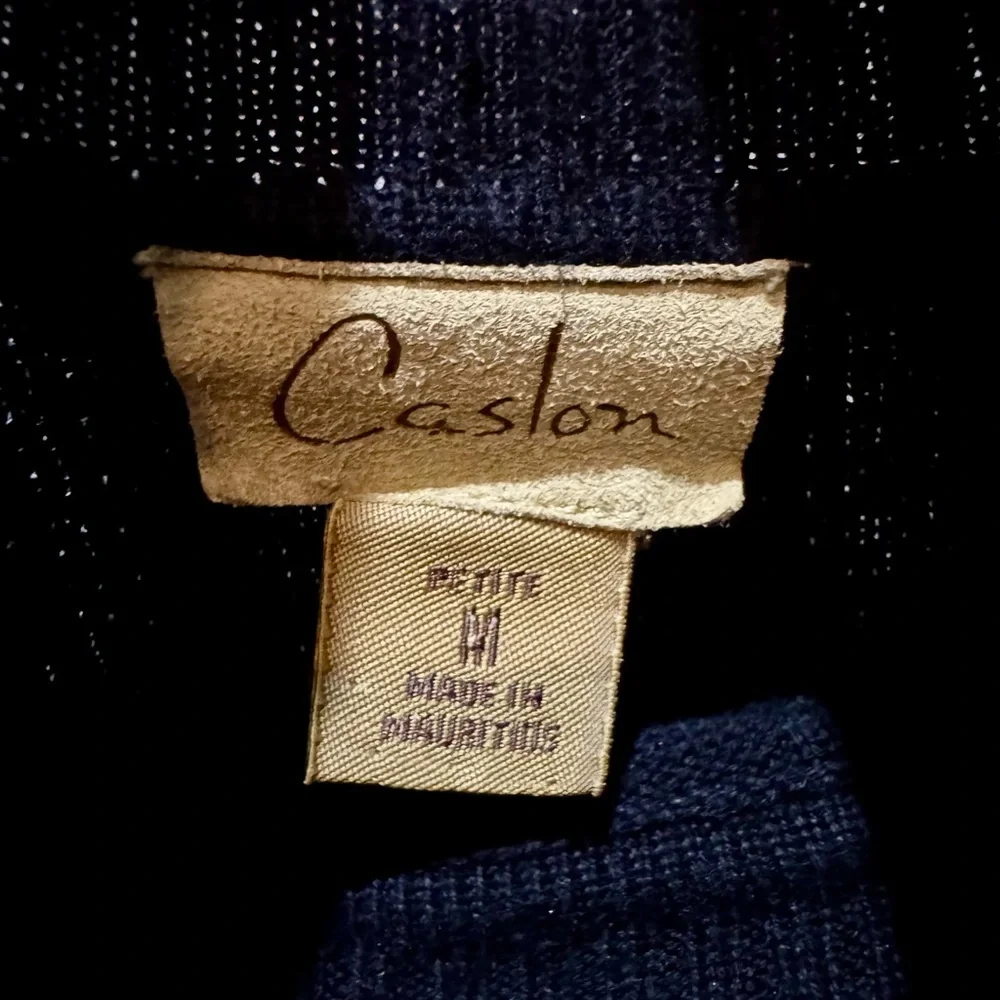 Caslon Black Ribbed Turtleneck Waffle Hem Sweater Size MP - Picture 8 of 13